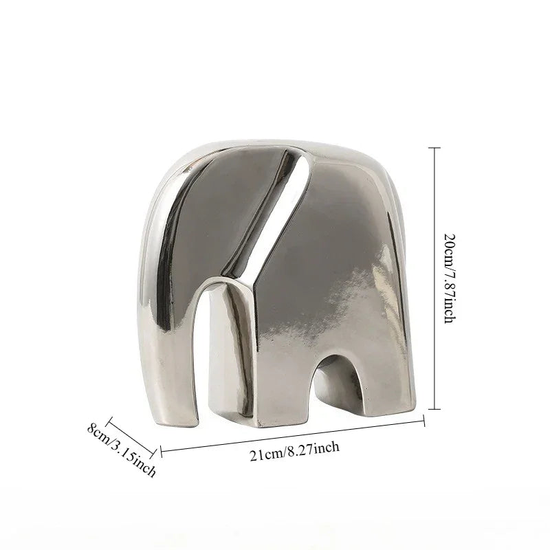 Minimalist Elephant Ornament - White Abstract Design, angled view - House Of Avana