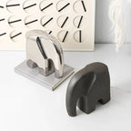 Minimalist Elephant Ornament - White Abstract Design, side view - House Of Avana