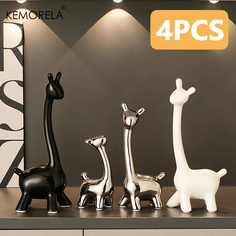 Ceramic Giraffe Figurine - White Modern Decor, top view - House Of Avana