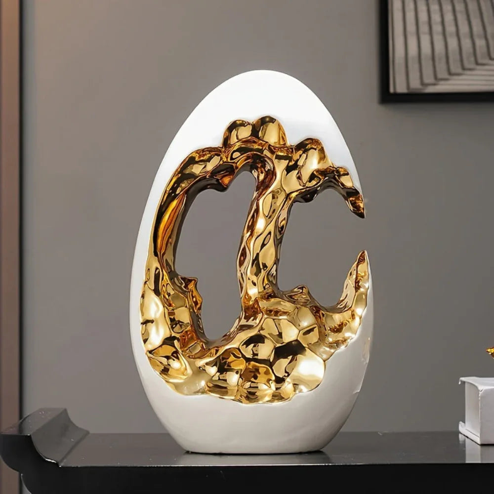 Modern Ceramic Figurine - White Sculpture, side view - House Of Avana