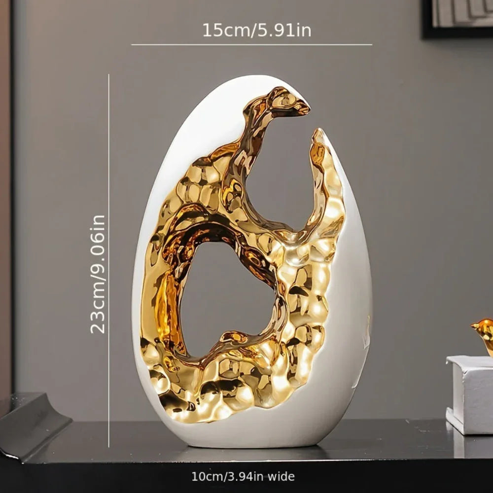 Modern Ceramic Figurine - White Sculpture, top view - House Of Avana