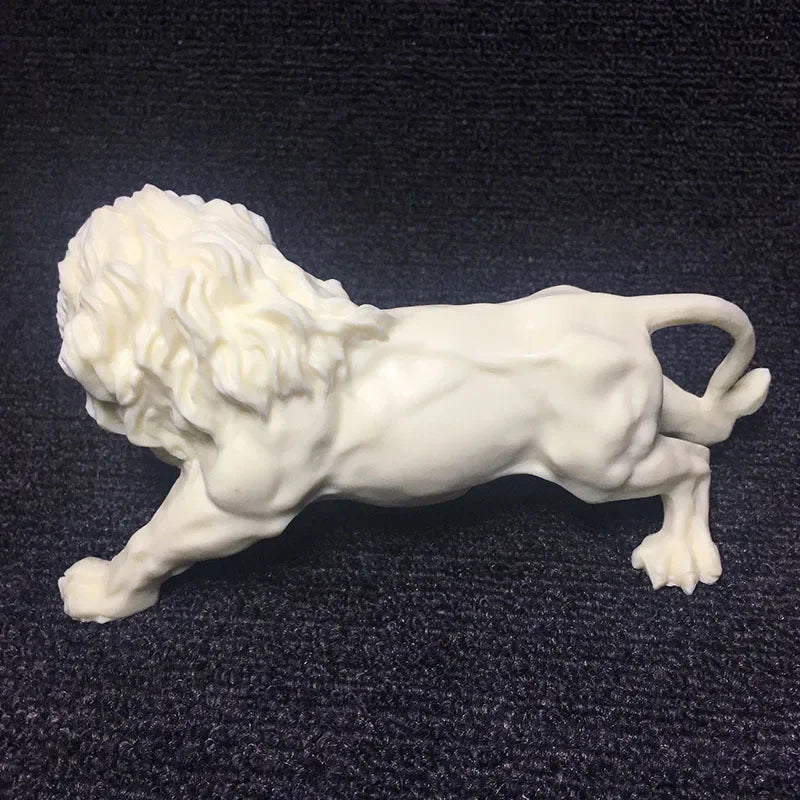 Animal Male Lion Figurine Resin Art Sculpture White Cute Home Room Office Car Decoration Statue Gift... - House Of Avana