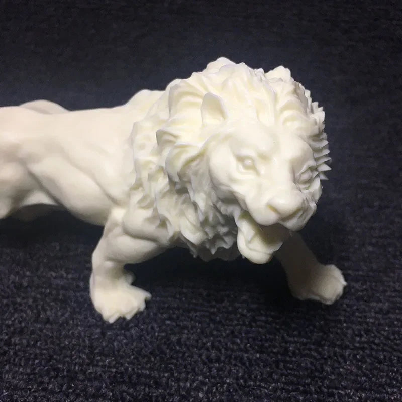 Animal Male Lion Figurine Resin Art Sculpture White Cute Home Room Office Car Decoration Statue Gift... - House Of Avana