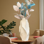 Ceramic Tall Vase - White Modern Floral Centerpiece for Home, Office, Wedding Decor, angled view - House Of Avana