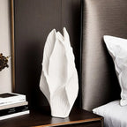 Ceramic Tall Vase - White Modern Floral Centerpiece for Home, Office, Wedding Decor, back view - House Of Avana