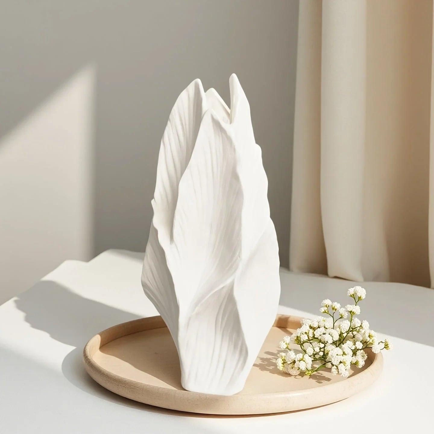 Ceramic Tall Vase - White Modern Floral Centerpiece for Home, Office, Wedding Decor, front view - House Of Avana