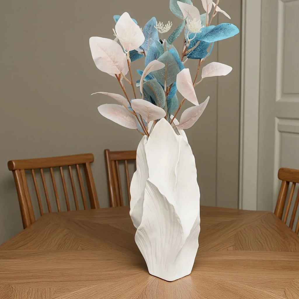 Ceramic Tall Vase - White Modern Floral Centerpiece for Home, Office, Wedding Decor, in-use display - House Of Avana