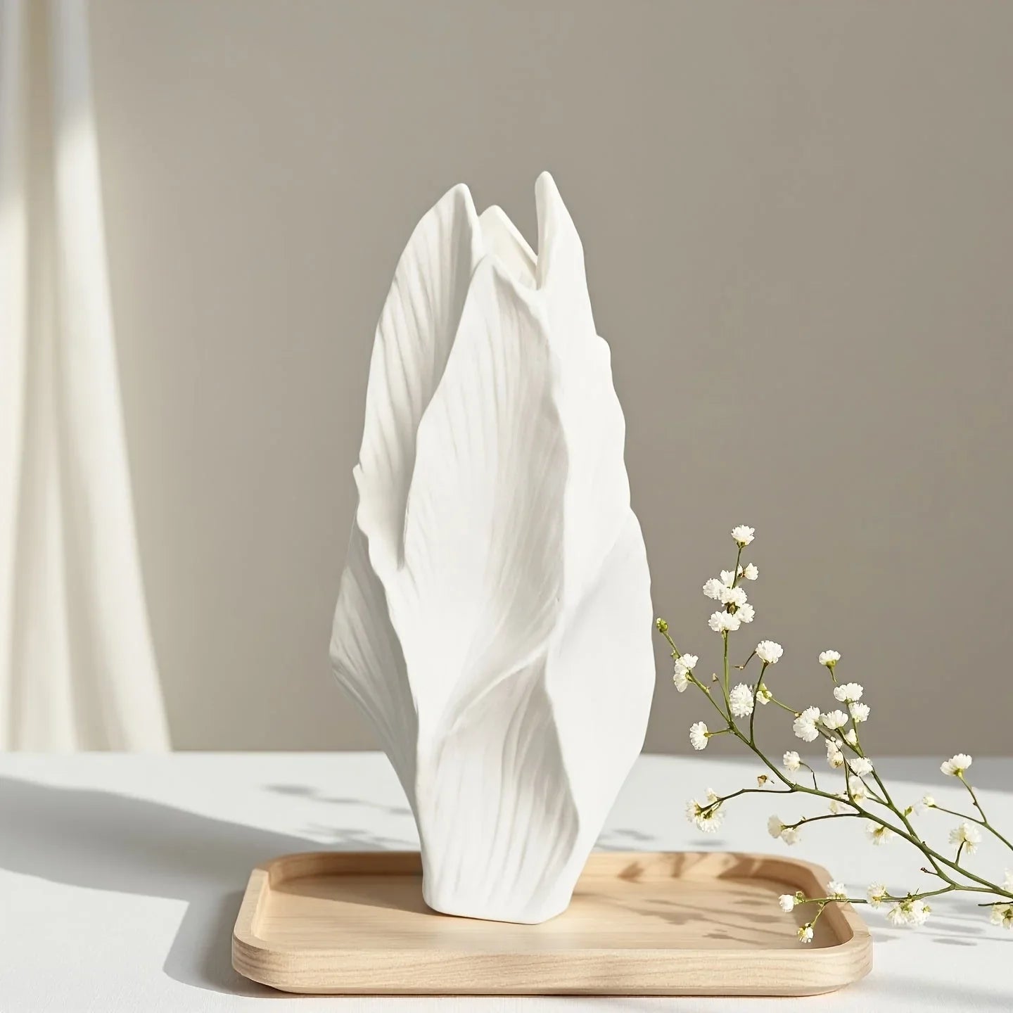 Ceramic Tall Vase - White Modern Floral Centerpiece for Home, Office, Wedding Decor, texture detail - House Of Avana