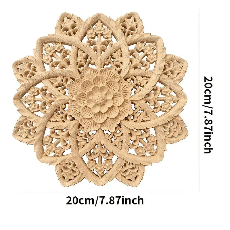 Wall Art - Unpainted White Wood Floral, angled view - House Of Avana