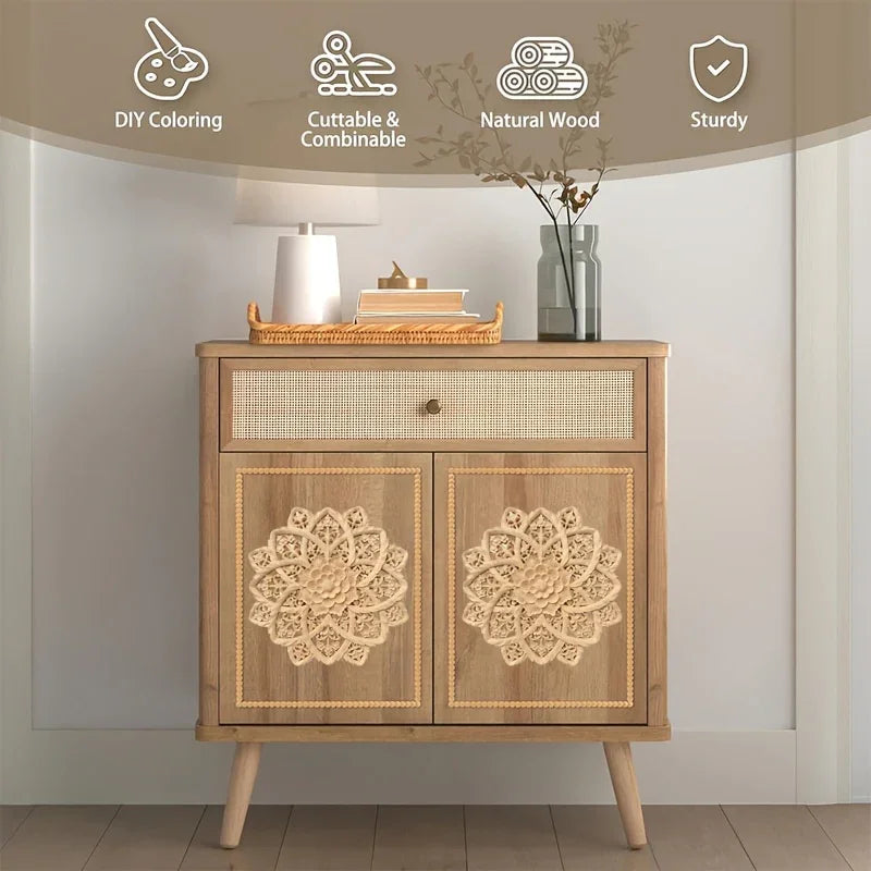 Wall Art - Unpainted White Wood Floral, back view - House Of Avana