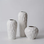 Ceramic Vase with Stone Pattern, White Geometric Floral Design, lifestyle image - House Of Avana