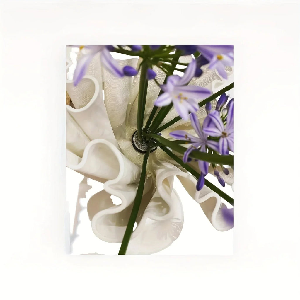 Ceramic 3d Printed Vase with Geometric Design - White, angled view - House Of Avana