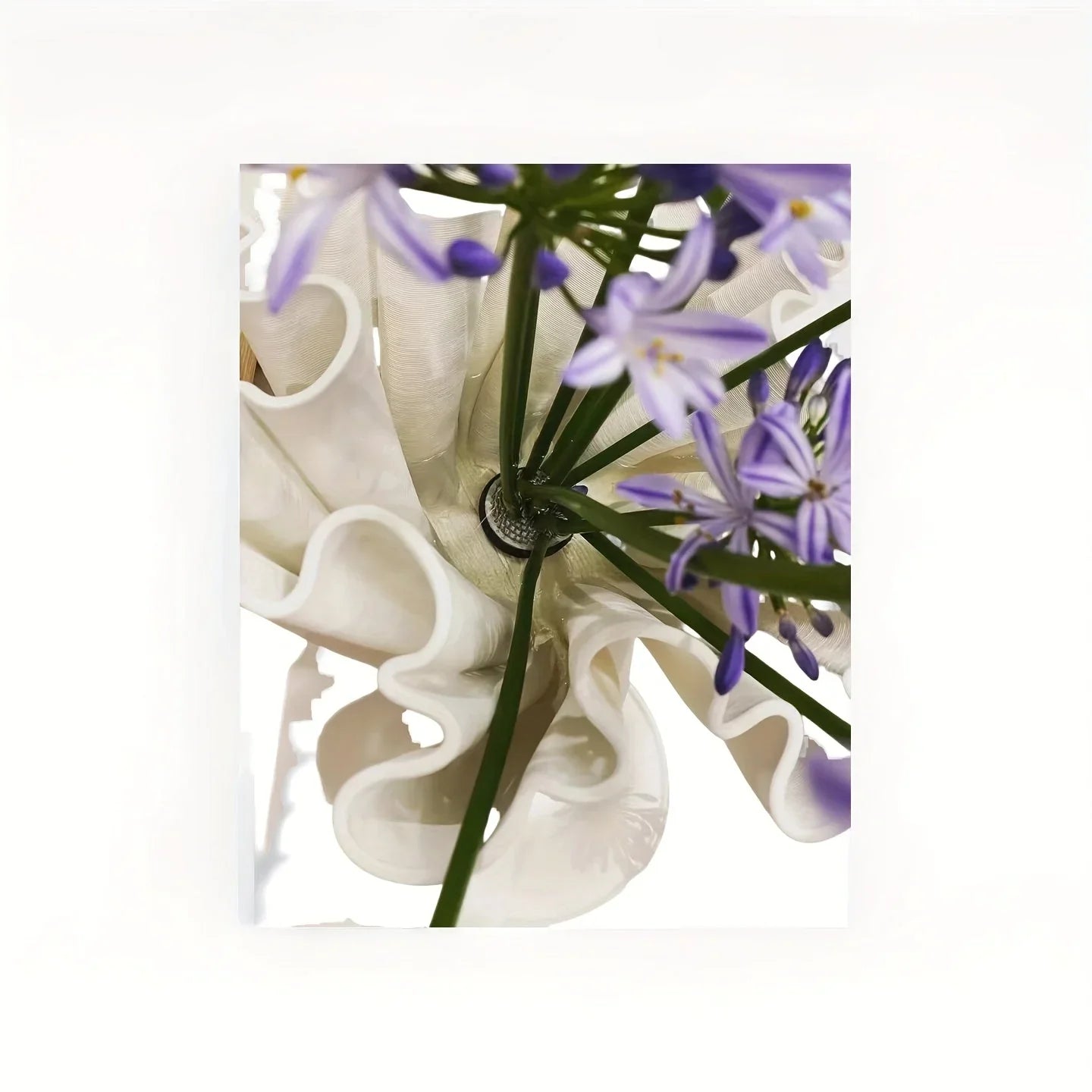 Ceramic 3d Printed Vase with Geometric Design - White, angled view - House Of Avana
