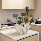 Ceramic 3d Printed Vase with Geometric Design - White, back view - House Of Avana