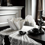 Ceramic 3d Printed Vase with Geometric Design - White, detail shot - House Of Avana