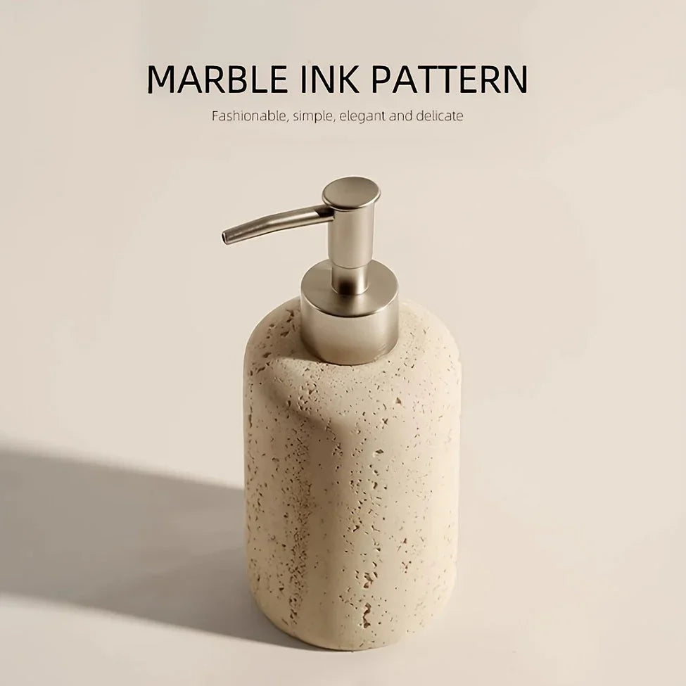 Elegant Marble-textured Resin Soap Dispenser with Pump – Refillable Bathroom Organizer for Hand Wash,... - House Of Avana