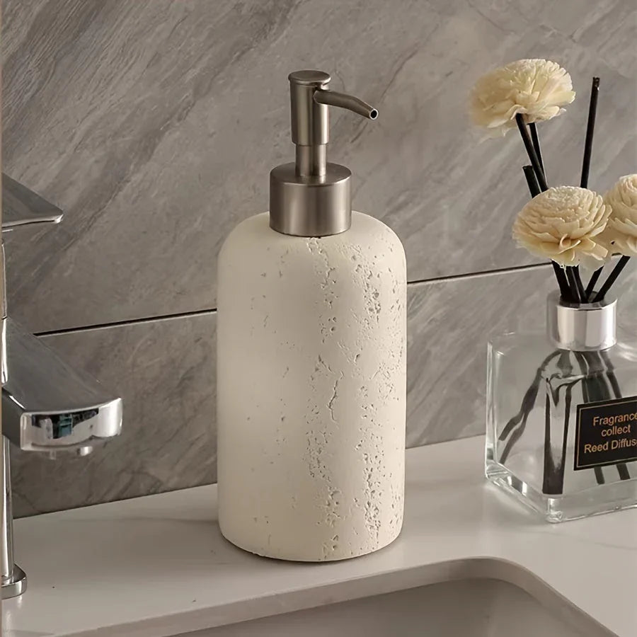Elegant Marble-textured Resin Soap Dispenser with Pump – Refillable Bathroom Organizer for Hand Wash,... - House Of Avana