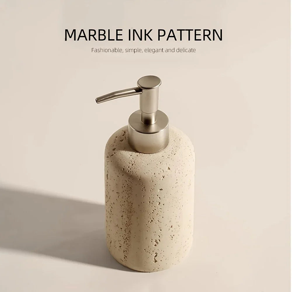 Elegant Marble-textured Resin Soap Dispenser with Pump – Refillable Bathroom Organizer for Hand Wash,... - House Of Avana