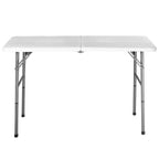 White HDPE Plastic Heavy Duty Indoor Outdoor Folding Table with Steel Frame