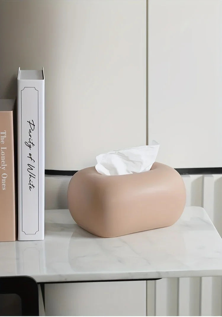 Tissue Box Holder - Modern Ceramic White, alternate view - House Of Avana