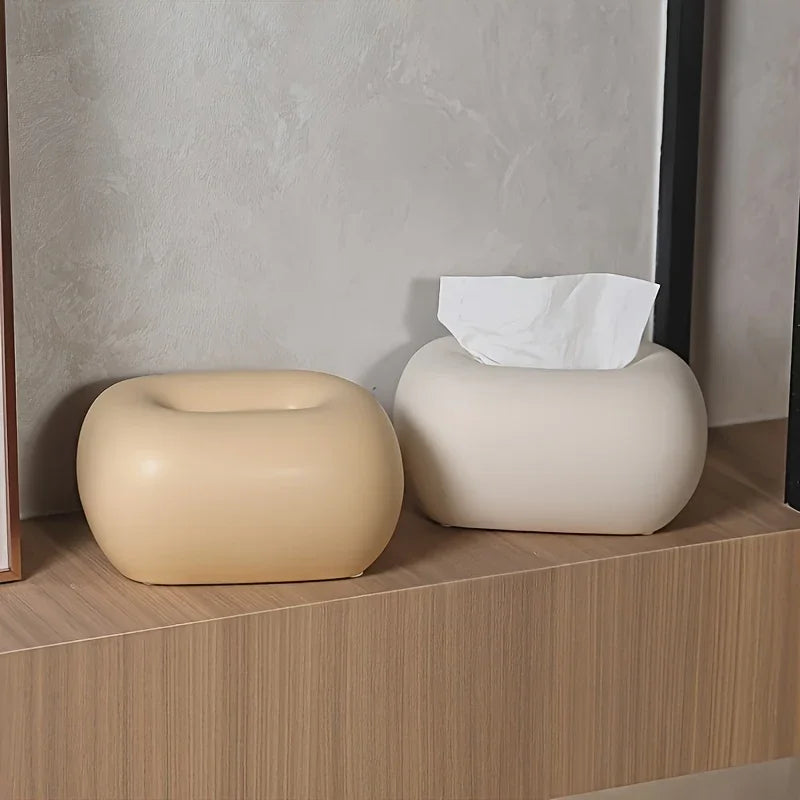 Tissue Box Holder - Modern Ceramic White, angled view - House Of Avana