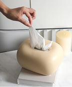 Tissue Box Holder - Modern Ceramic White, in-use display - House Of Avana