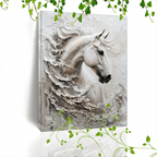 Large White Horse Framed Canvas - House Of Avana