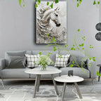 Large White Horse Framed Canvas - House Of Avana