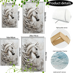 Large White Horse Framed Canvas - House Of Avana