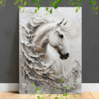 Large White Horse Framed Canvas - House Of Avana