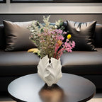 Ceramic White Oval Vase with Textured Leaf Design, detail shot - House Of Avana