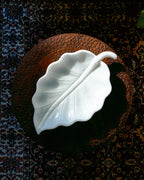 White Makrana Marble Peepal Leaf Bowl Sangemar