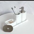 Four-piece White Marble Bathroom Set - House Of Avana