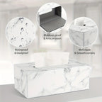 LADSTAG Marble Pattern Rectangular Tissue Box Holder - White Plastic with Realistic Veining, Modern Kitchen & Dining Room Decor, Mother’s Day Gift Idea, Sleek Design, Durable Design House Of Avana