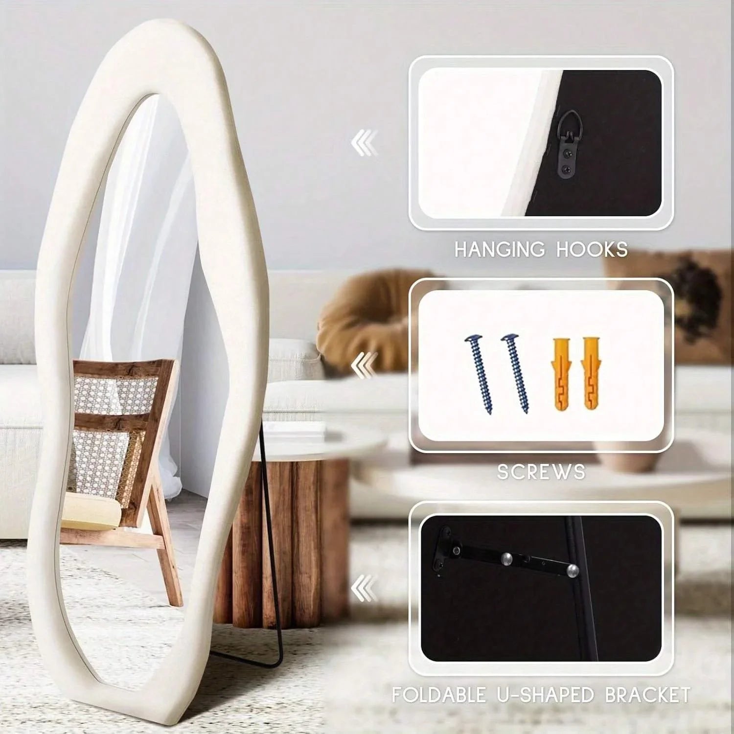 160.02cm X 60.96cm Full-length Irregular Arch Design Mirror - Wall-mounted Floor Mirror with... - House Of Avana