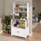 White Modern Farmhouse Baker's Rack Kitchen Shelving Unit Storage Cabinet