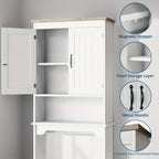 167.64cmH White Metal Over The Toilet Storage Cabinet with 2 Doors - Freestanding Space-Saving Bathroom Organizer with Adjustable Shelves & Anti-Tip Design, Over-The-Toilet Storage Cabinet with Upper Door Storage, Sturdy Meta House Of Avana