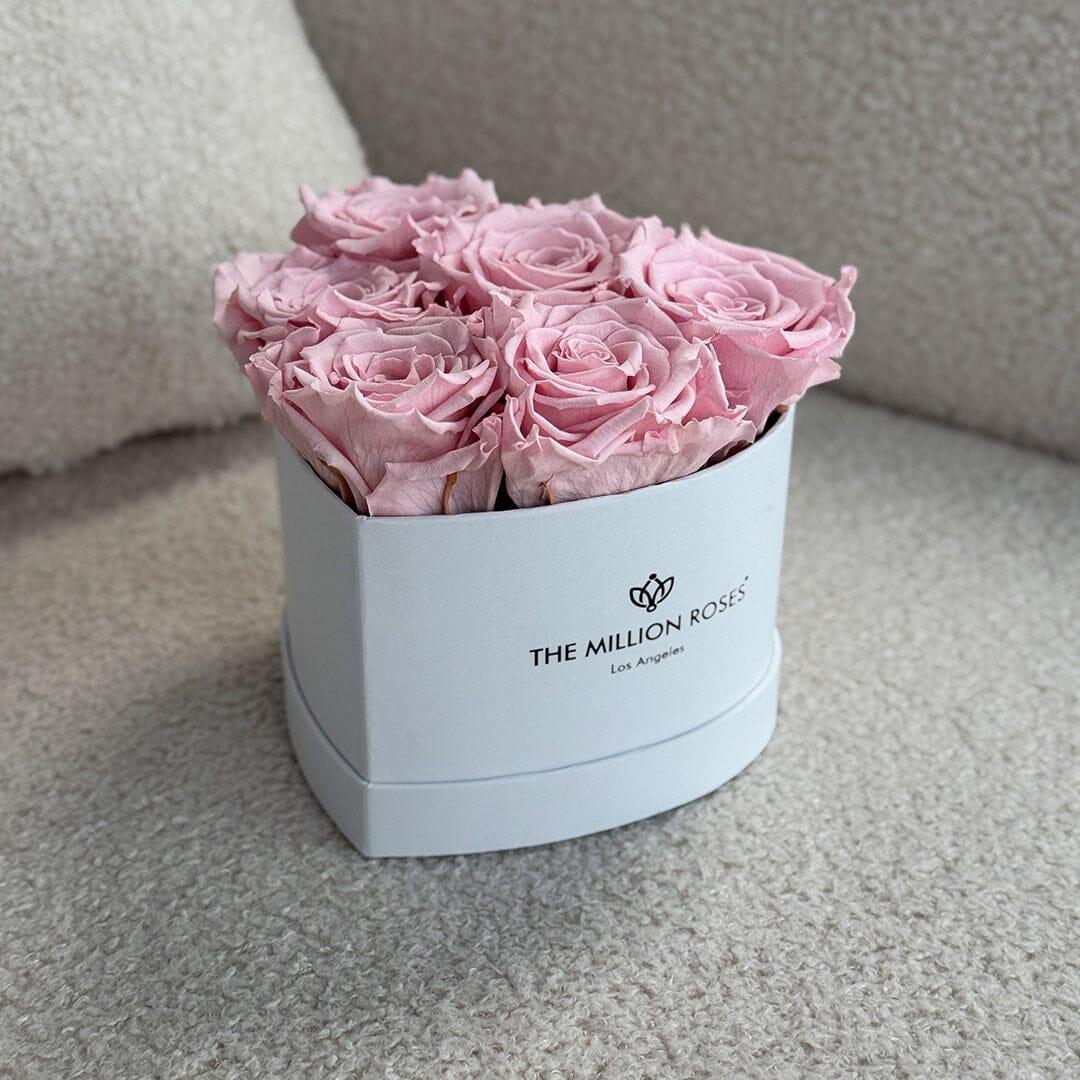 Baby Heart White Box | Light Pink Roses, back view - House Of Avana