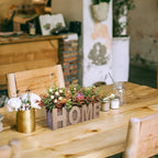 Autumn-inspired Artificial Eucalyptus and Purple Peony Potted Plant in Rectangular Wooden Planter Box... - House Of Avana