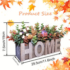 Autumn-inspired Artificial Eucalyptus and Purple Peony Potted Plant in Rectangular Wooden Planter Box... - House Of Avana