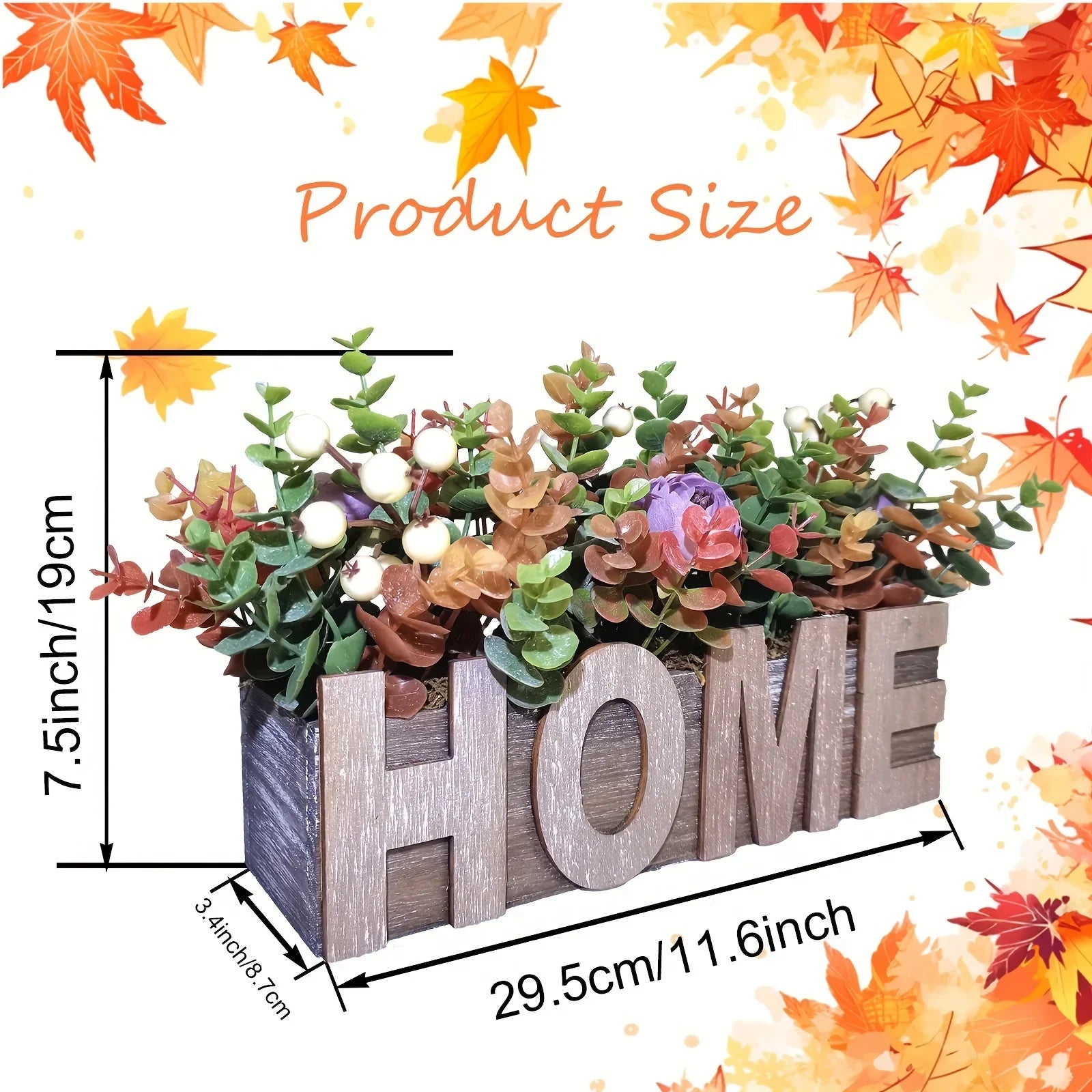 Autumn-inspired Artificial Eucalyptus and Purple Peony Potted Plant in Rectangular Wooden Planter Box... - House Of Avana