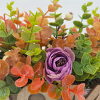 Autumn-inspired Artificial Eucalyptus and Purple Peony Potted Plant in Rectangular Wooden Planter Box... - House Of Avana