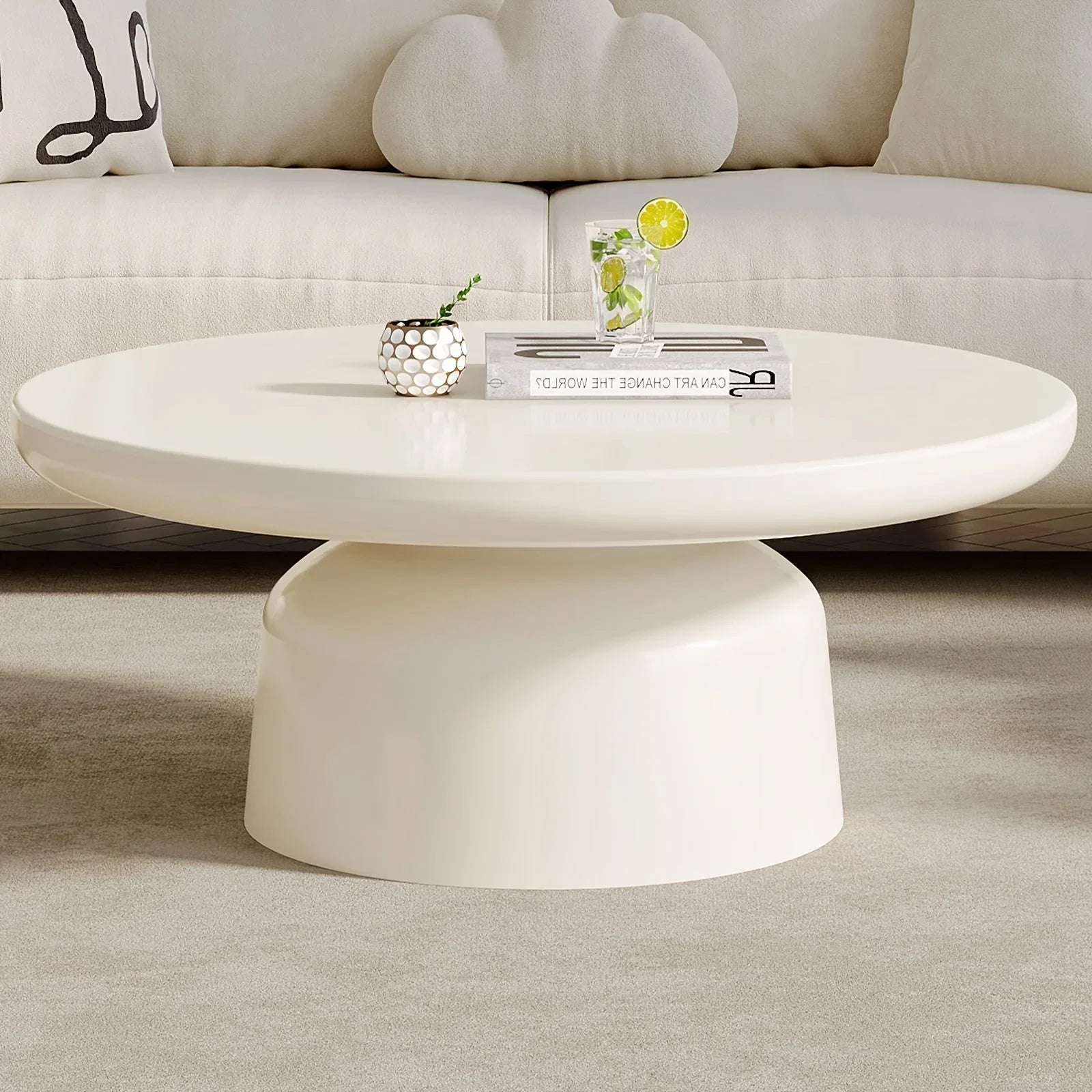 Milk White Circular Coffee Table, Living Room Central Table, Suitable For Modern Coffee Tables In Living Rooms And Bedrooms, Household Furniture, Easy To Assemble House Of Avana