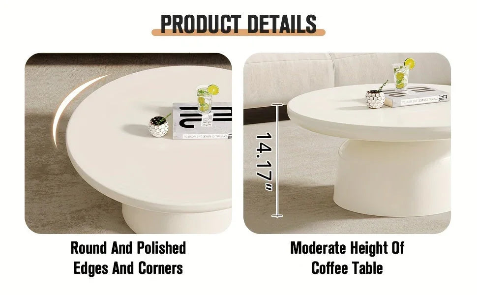Milk White Circular Coffee Table, Living Room Central Table, Suitable For Modern Coffee Tables In Living Rooms And Bedrooms, Household Furniture, Easy To Assemble House Of Avana