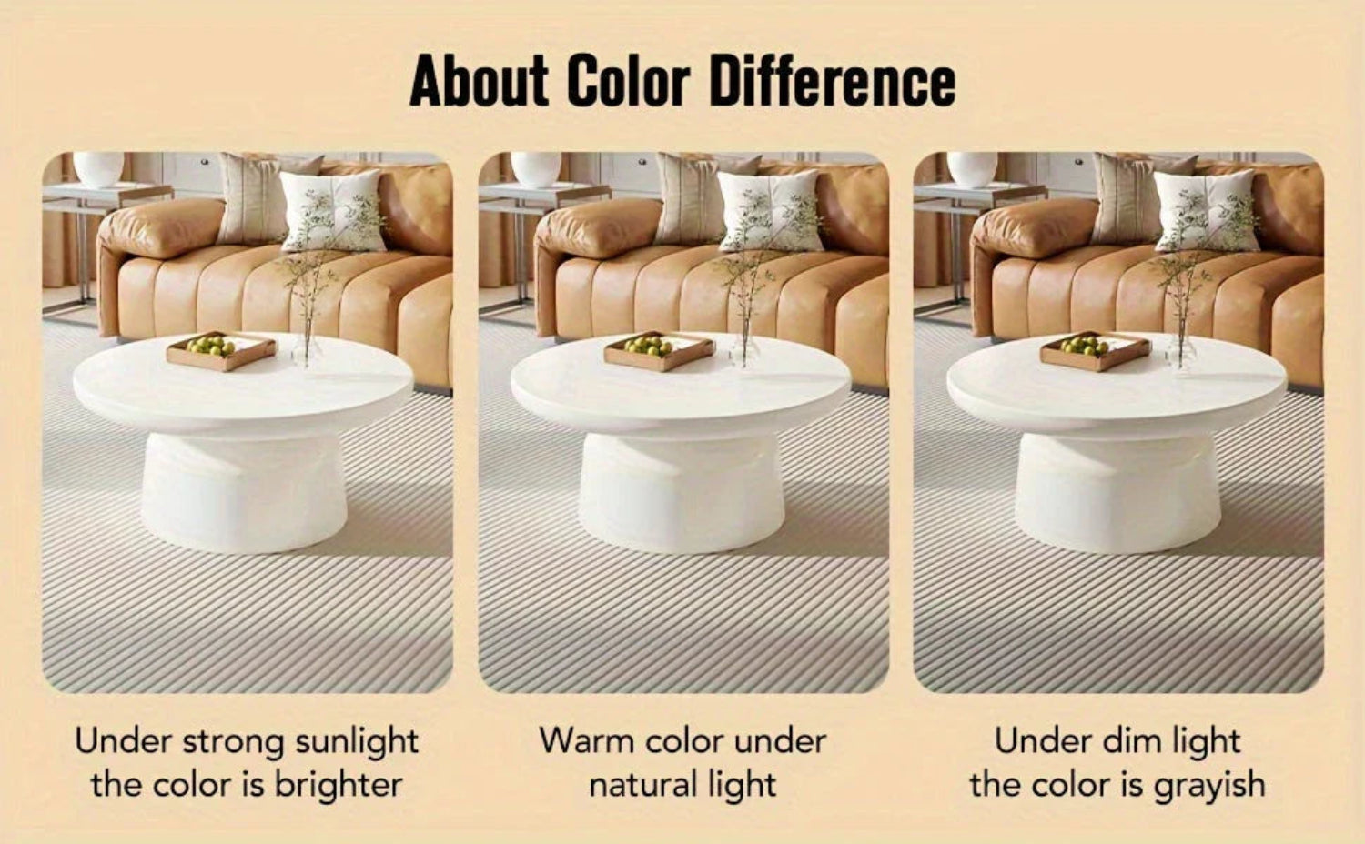 Milk White Circular Coffee Table, Living Room Central Table, Suitable For Modern Coffee Tables In Living Rooms And Bedrooms, Household Furniture, Easy To Assemble House Of Avana