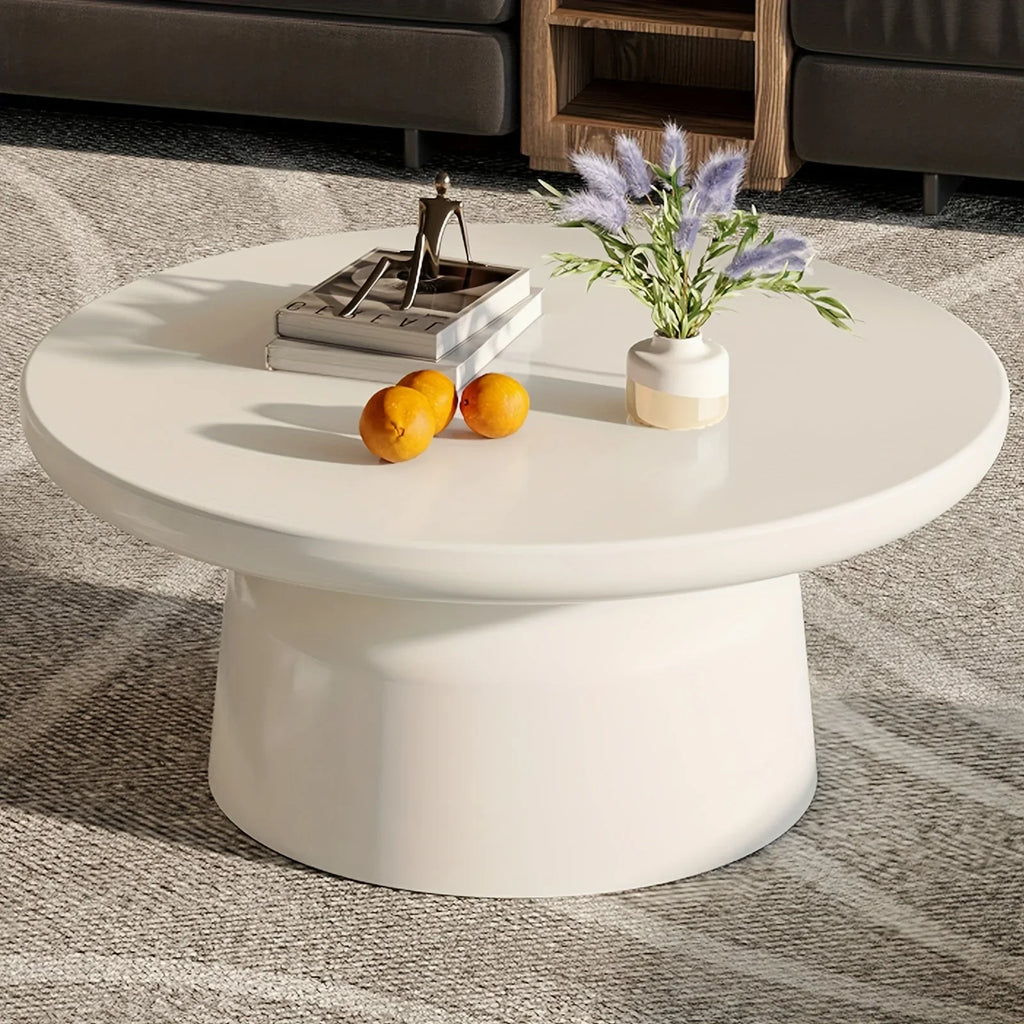Milk White Circular Coffee Table, Living Room Central Table, Suitable For Modern Coffee Tables In Living Rooms And Bedrooms, Household Furniture, Easy To Assemble House Of Avana
