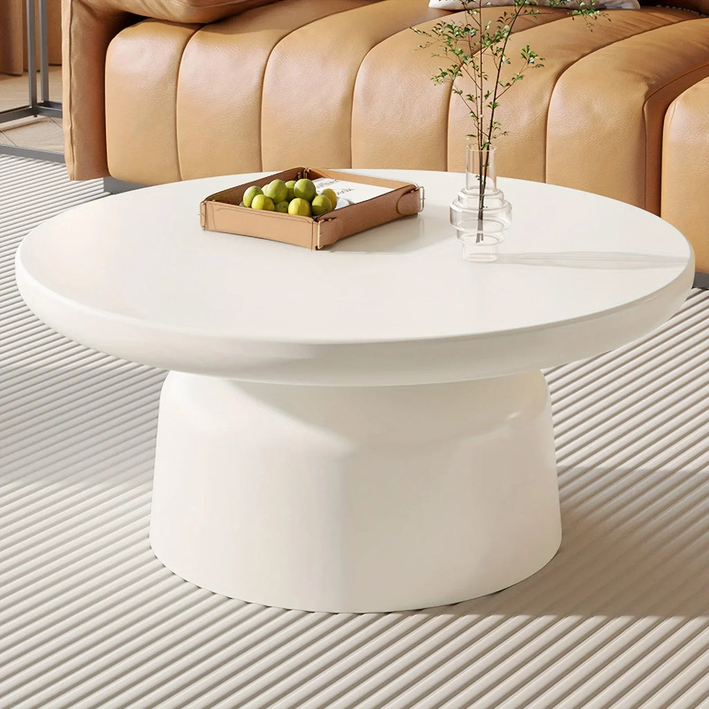 Milk White Circular Coffee Table, Living Room Central Table, Suitable For Modern Coffee Tables In Living Rooms And Bedrooms, Household Furniture, Easy To Assemble House Of Avana