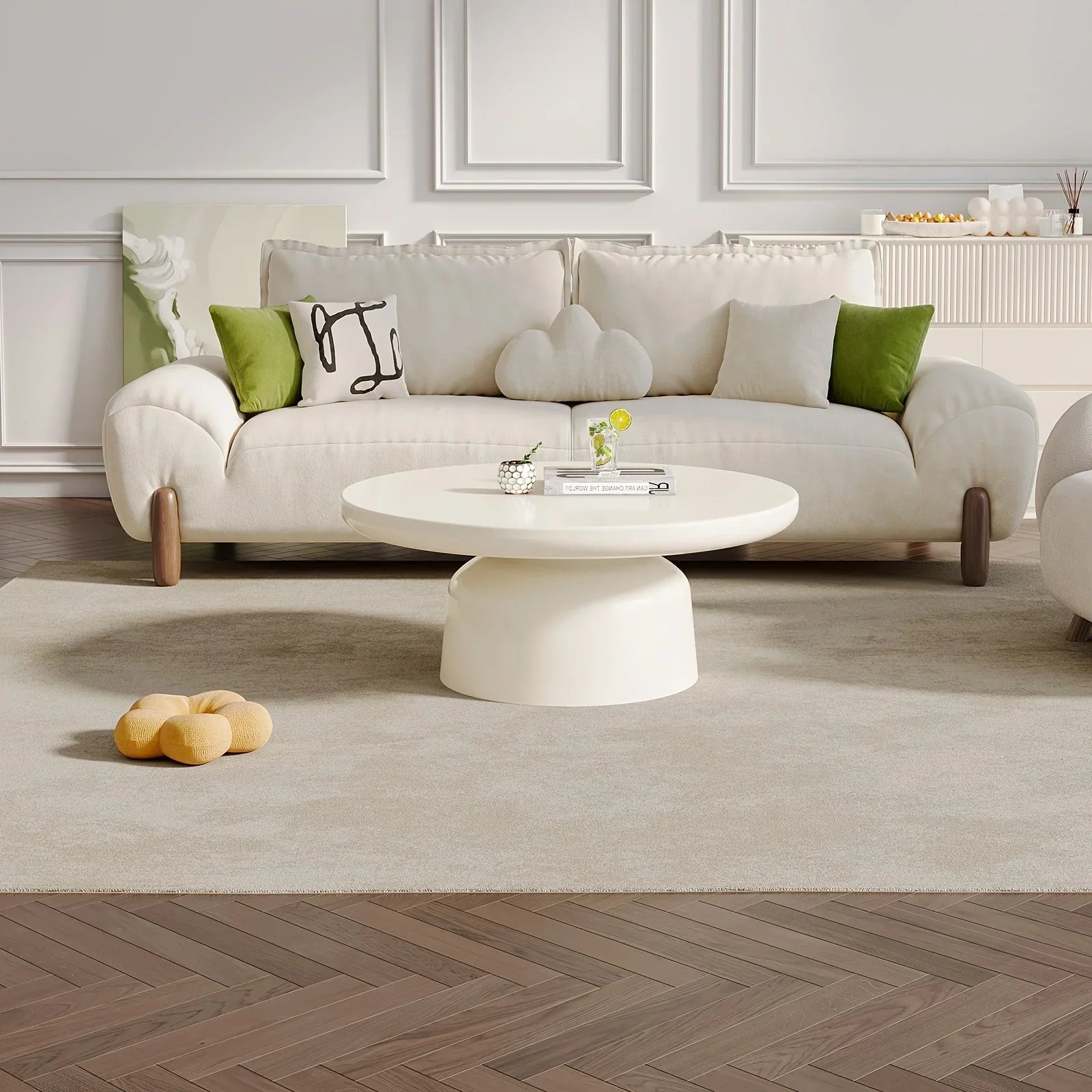 Milk White Circular Coffee Table, Living Room Central Table, Suitable For Modern Coffee Tables In Living Rooms And Bedrooms, Household Furniture, Easy To Assemble House Of Avana