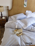 White Ruffle Lace Bedding Set / Purple Ever Lasting