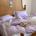 White Ruffle Lace Bedding Set / Purple Ever Lasting